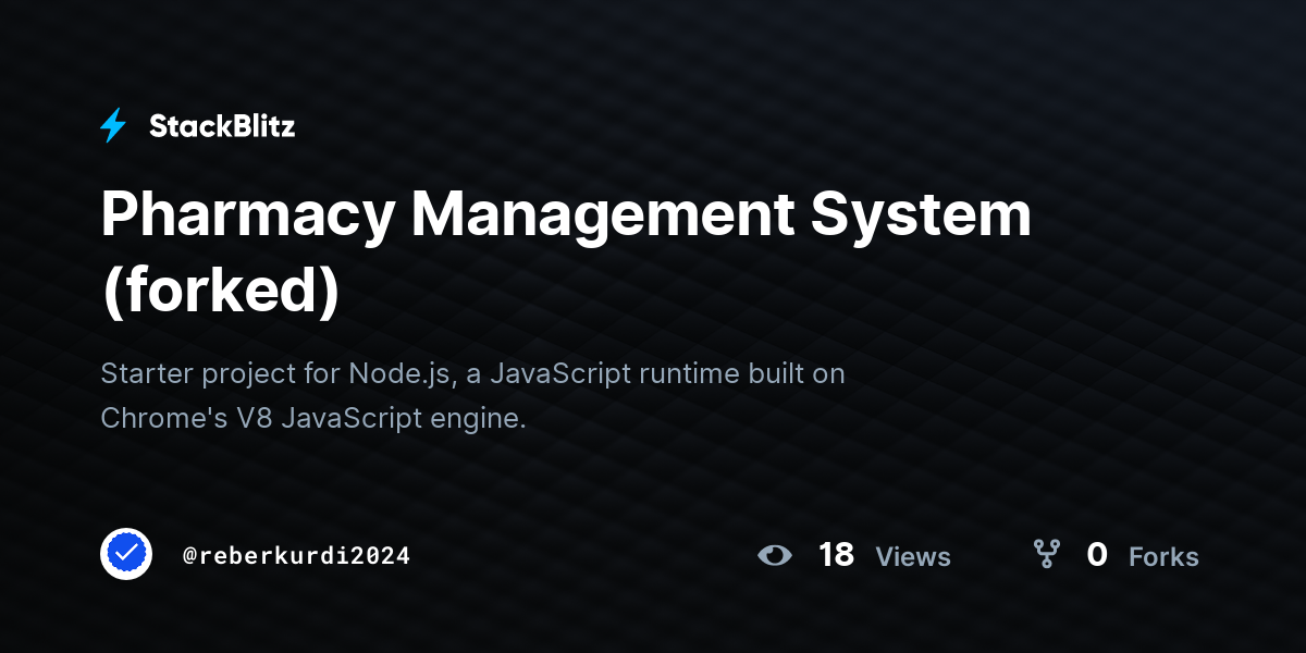 Pharmacy Management System (forked) - StackBlitz