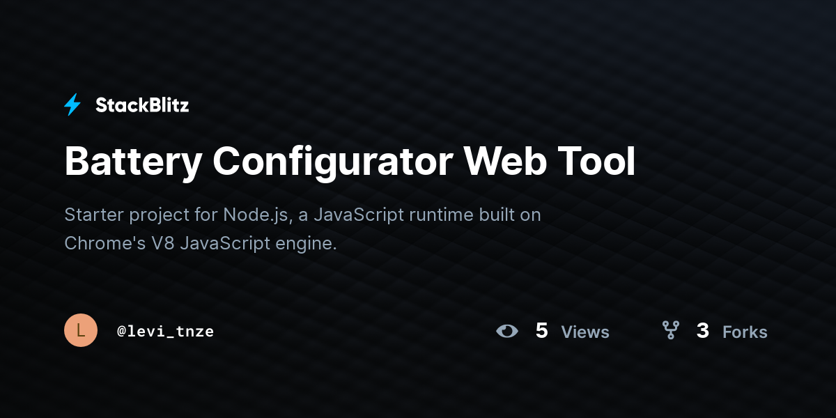 Battery Configurator Web Tool - StackBlitz
