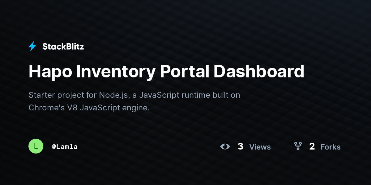 Hapo Inventory Portal Dashboard - StackBlitz