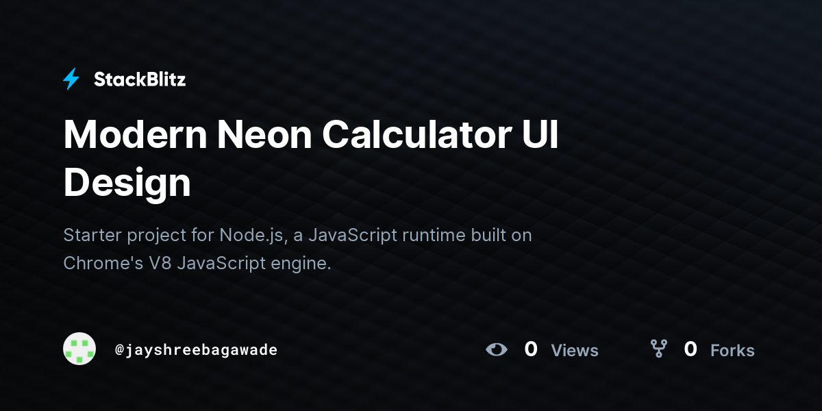 Modern Neon Calculator UI Design - StackBlitz