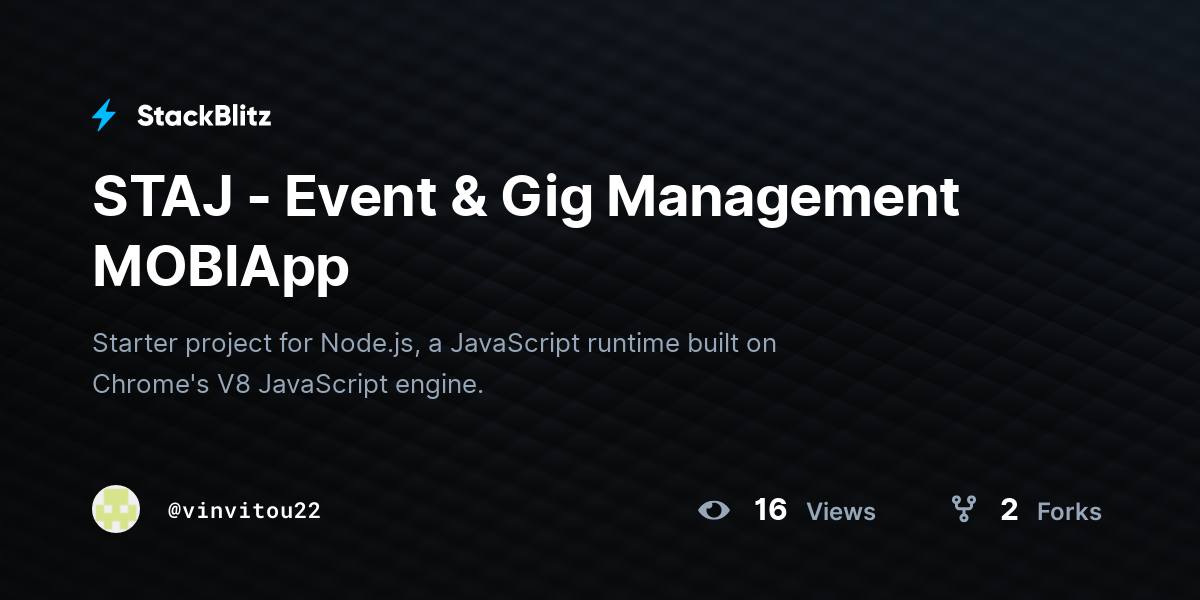 STAJ - Event & Gig Management MOBIApp - StackBlitz