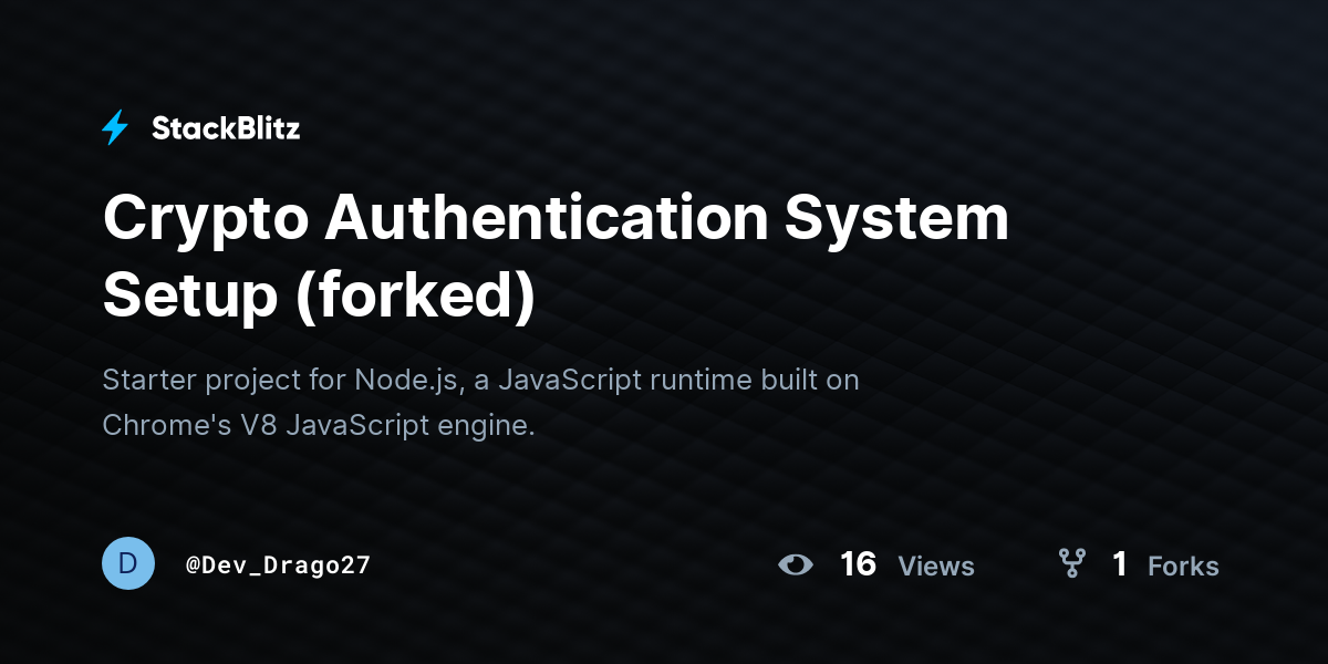 Crypto Authentication System Setup (forked) - StackBlitz