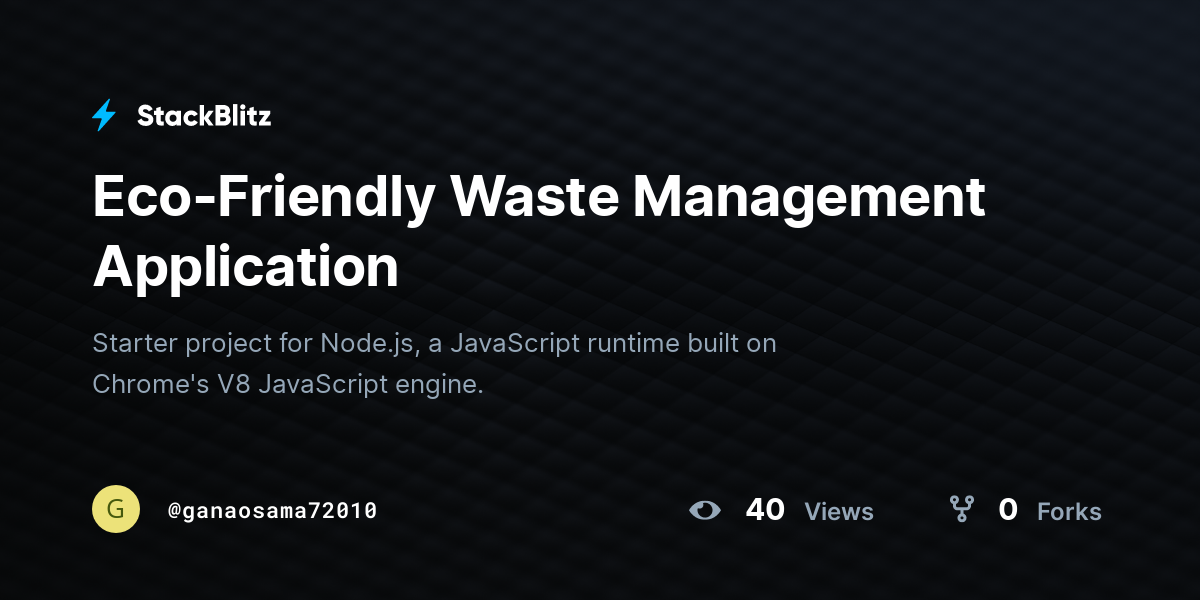 Eco-Friendly Waste Management Application - StackBlitz
