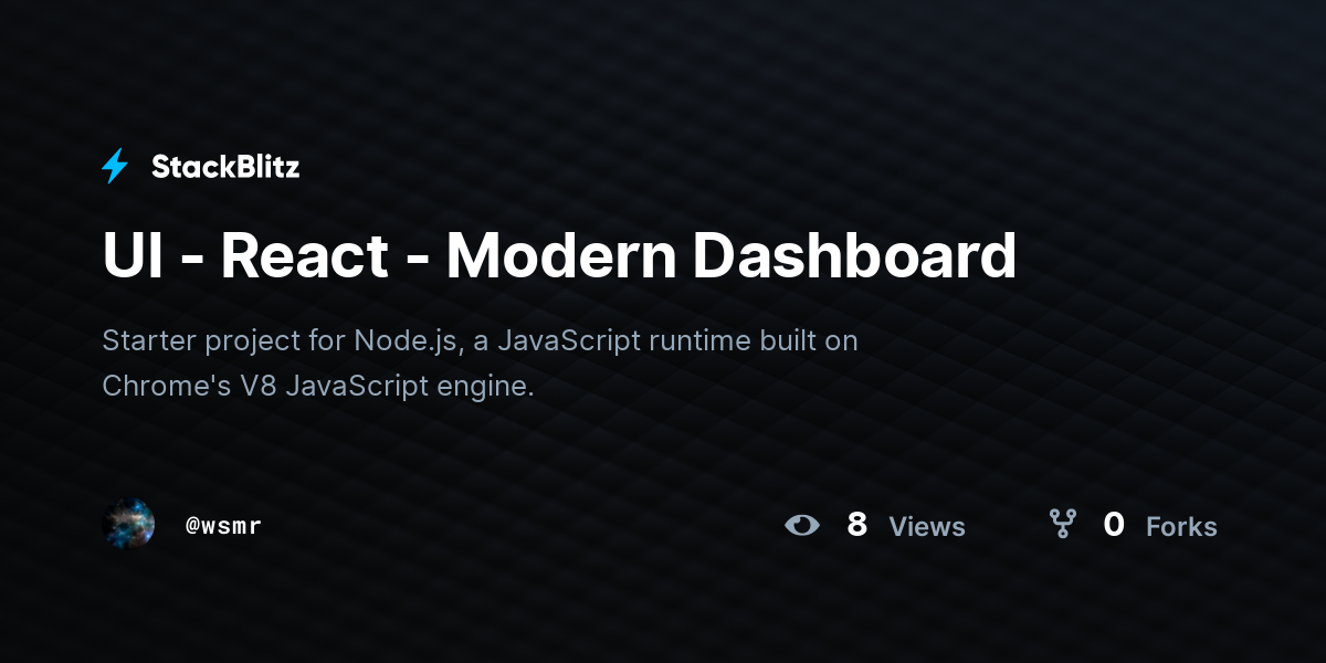 UI - React - Modern Dashboard - StackBlitz