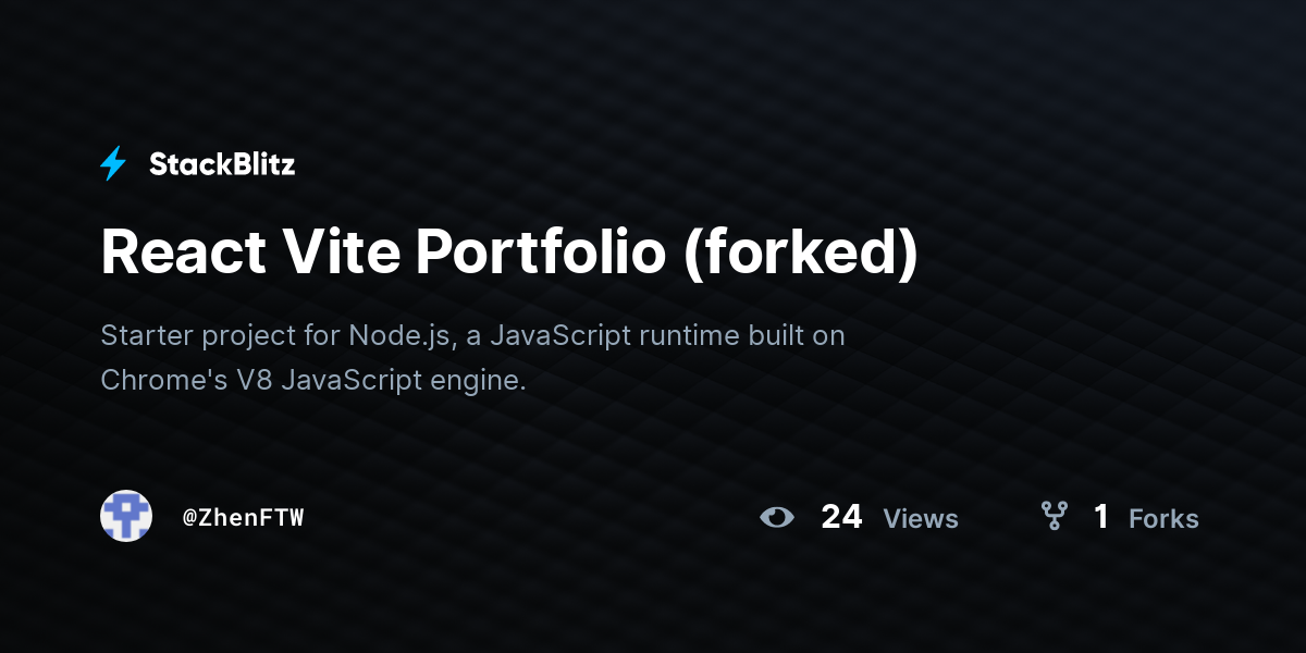 React Vite Portfolio (forked) - StackBlitz