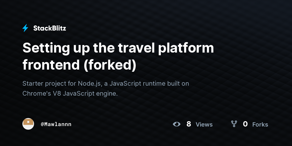Setting up the travel platform frontend (forked) - StackBlitz