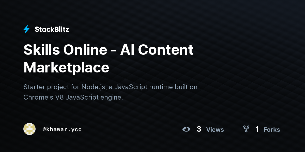 Skills Online - AI Content Marketplace - StackBlitz