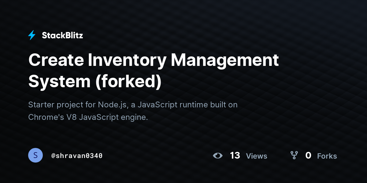 Create Inventory Management System (forked) - StackBlitz