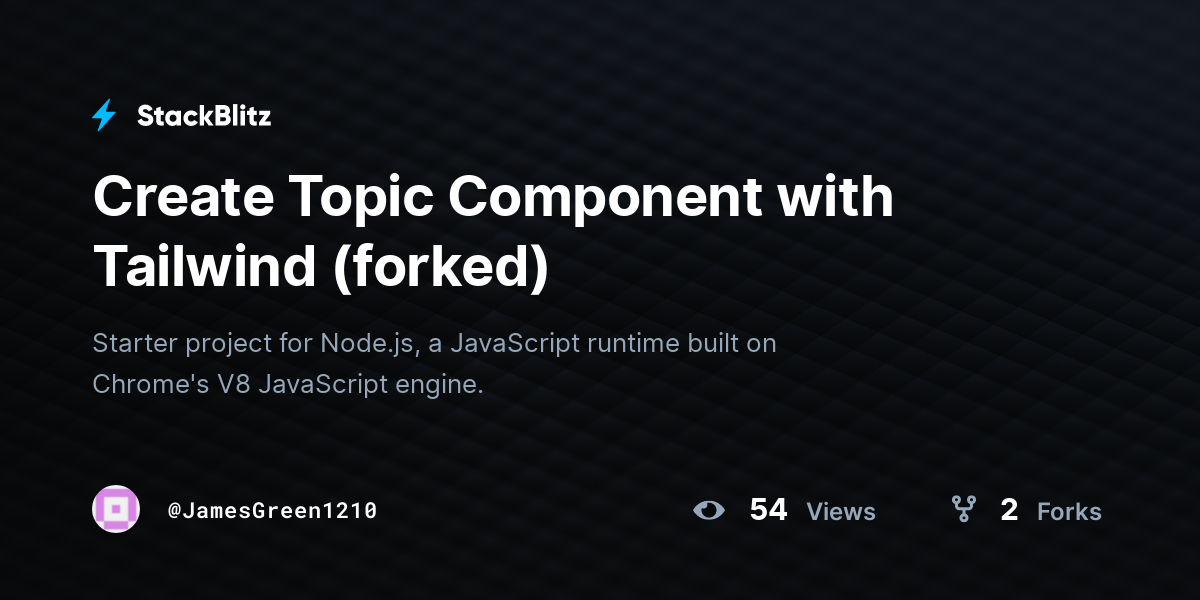Create Topic Component with Tailwind (forked) - StackBlitz
