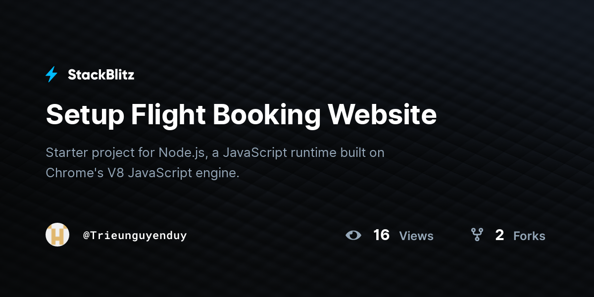 Setup Flight Booking Website - StackBlitz