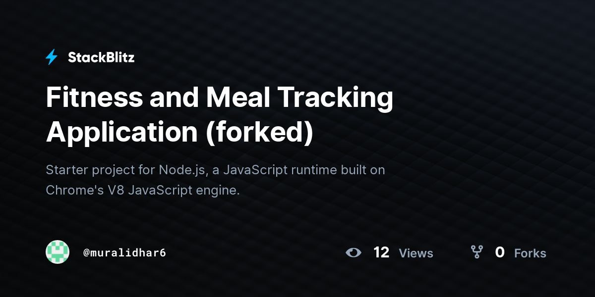 Fitness and Meal Tracking Application (forked) - StackBlitz