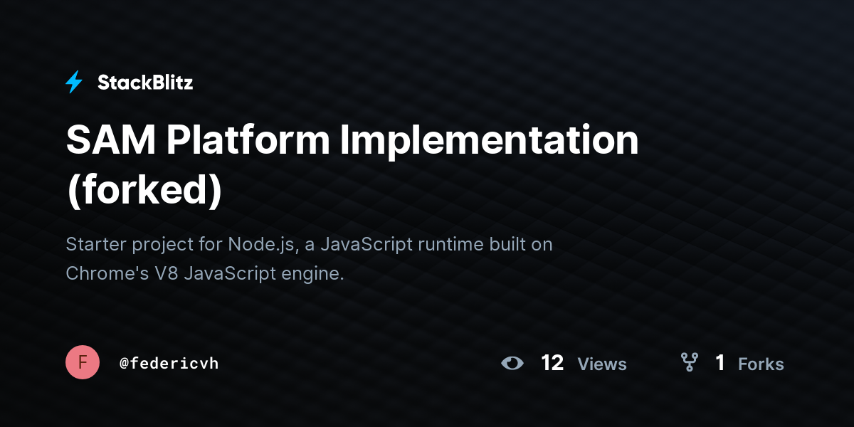 SAM Platform Implementation (forked) - StackBlitz