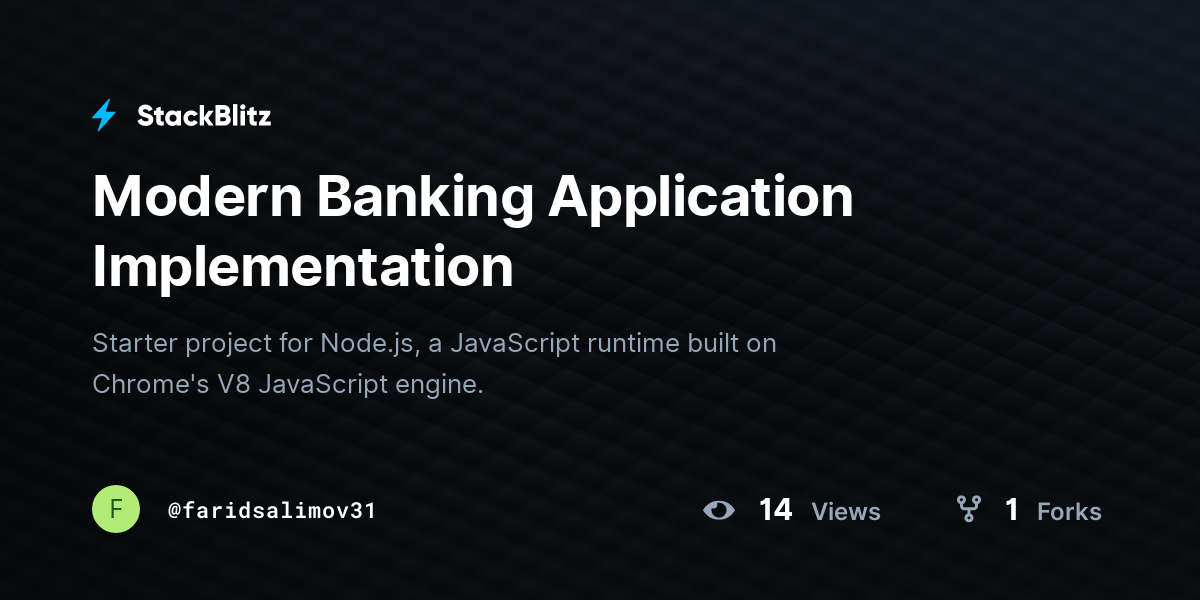 Modern Banking Application Implementation - StackBlitz