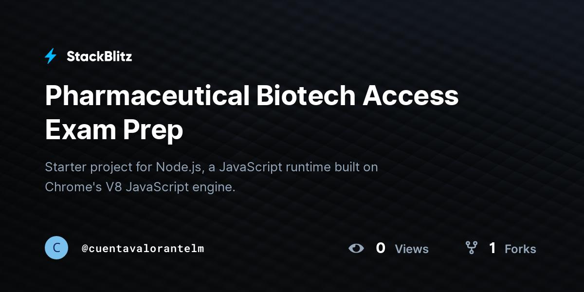 Pharmaceutical Biotech Access Exam Prep - StackBlitz