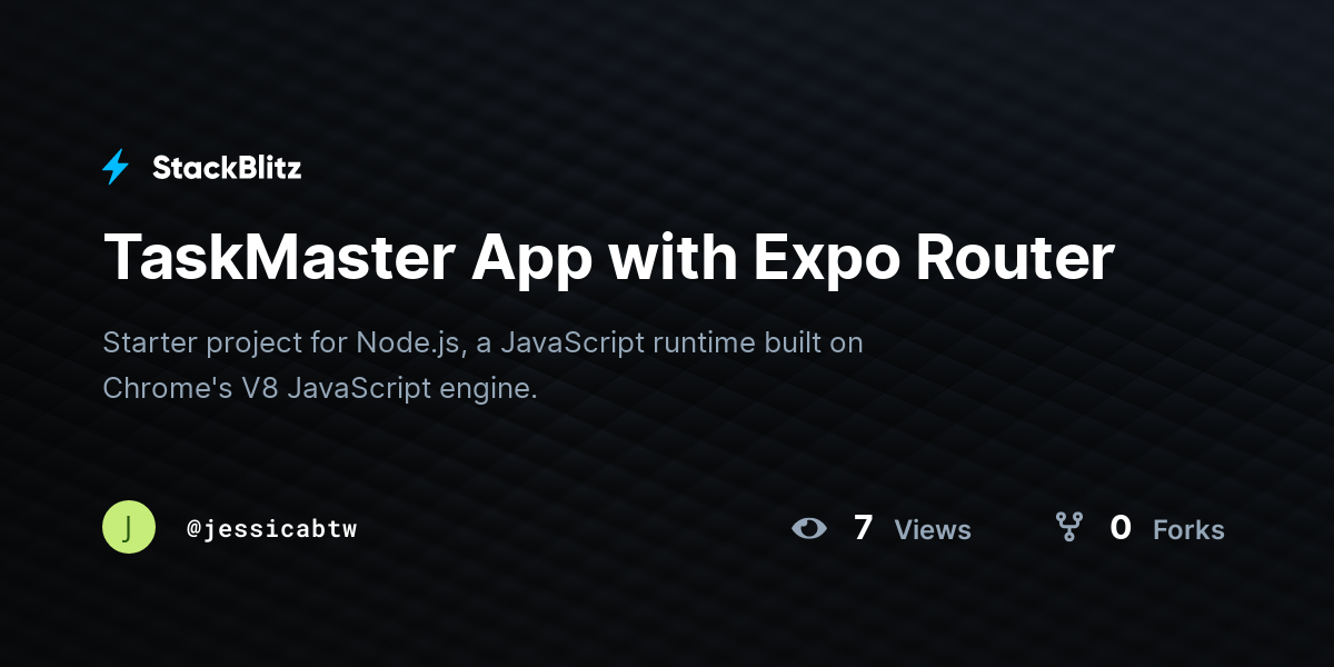 TaskMaster App with Expo Router - StackBlitz