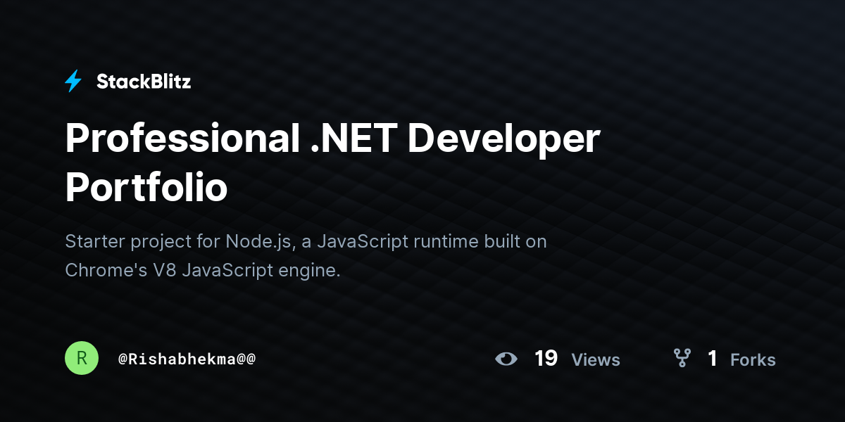 Professional .NET Developer Portfolio - StackBlitz