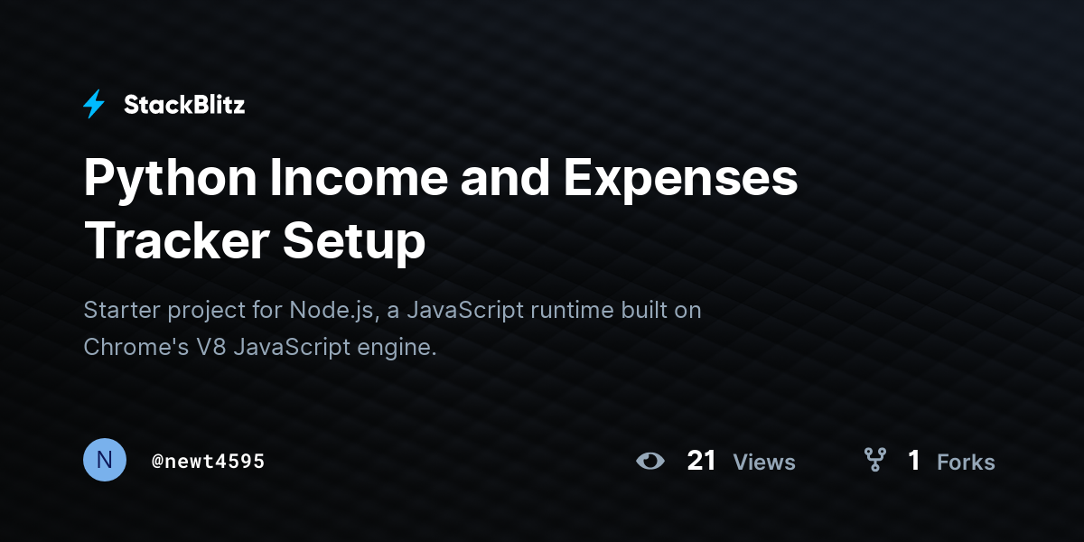 Python Income and Expenses Tracker Setup - StackBlitz