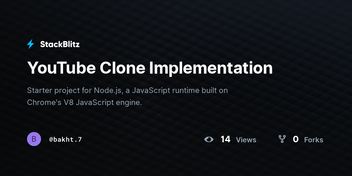 YouTube Clone Implementation - StackBlitz