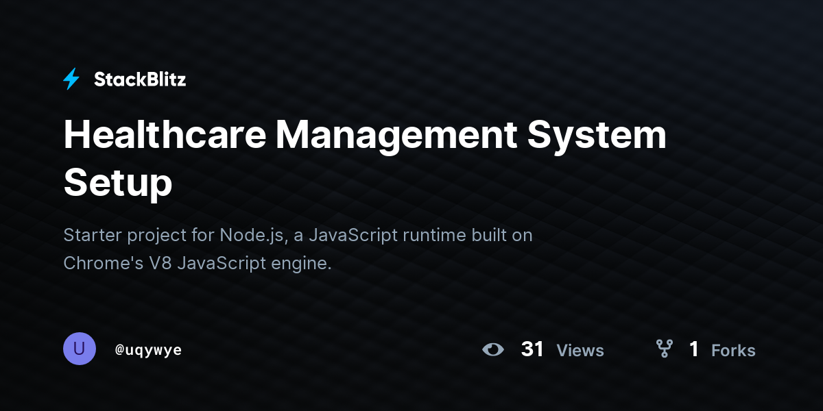 Healthcare Management System Setup - StackBlitz