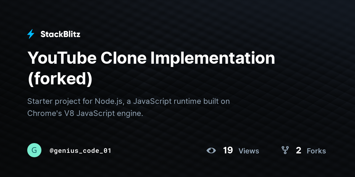 YouTube Clone Implementation (forked) - StackBlitz