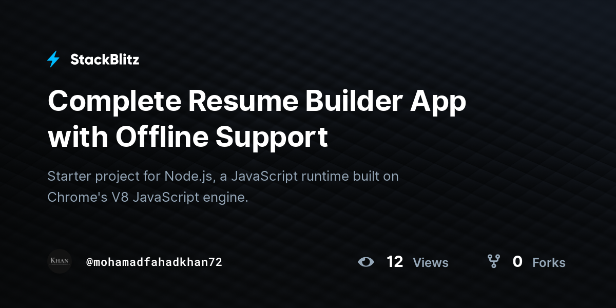 Complete Resume Builder App with Offline Support - StackBlitz