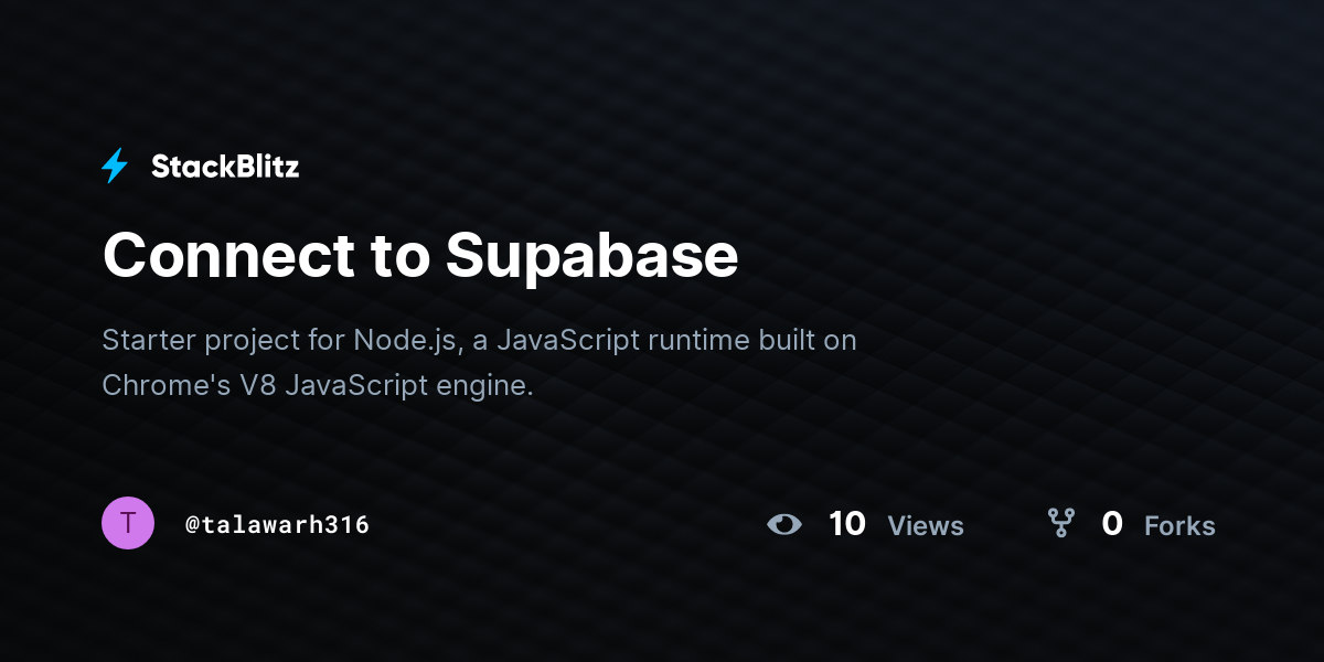 Connect to Supabase - StackBlitz