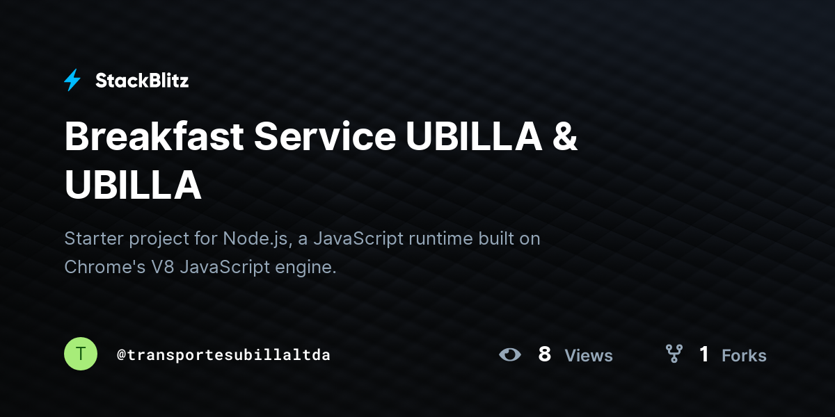 Breakfast Service UBILLA & UBILLA - StackBlitz
