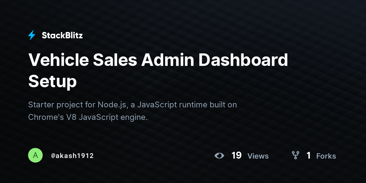 Vehicle Sales Admin Dashboard Setup - StackBlitz