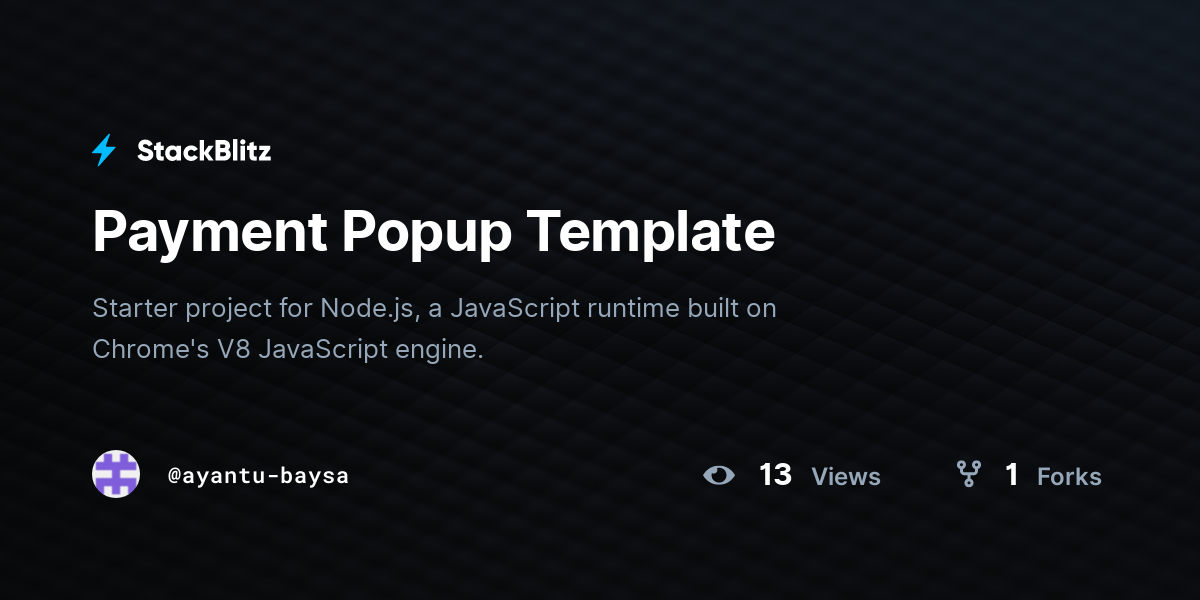 Payment Popup Template - StackBlitz