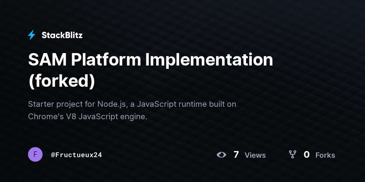 SAM Platform Implementation (forked) - StackBlitz