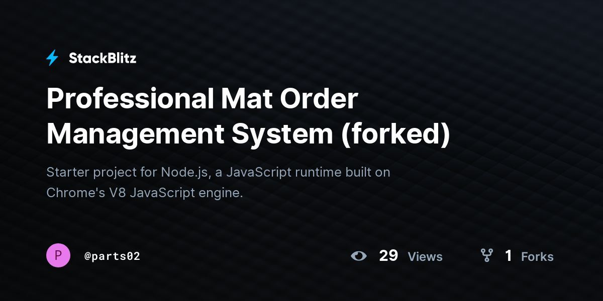 Professional Mat Order Management System (forked) - StackBlitz
