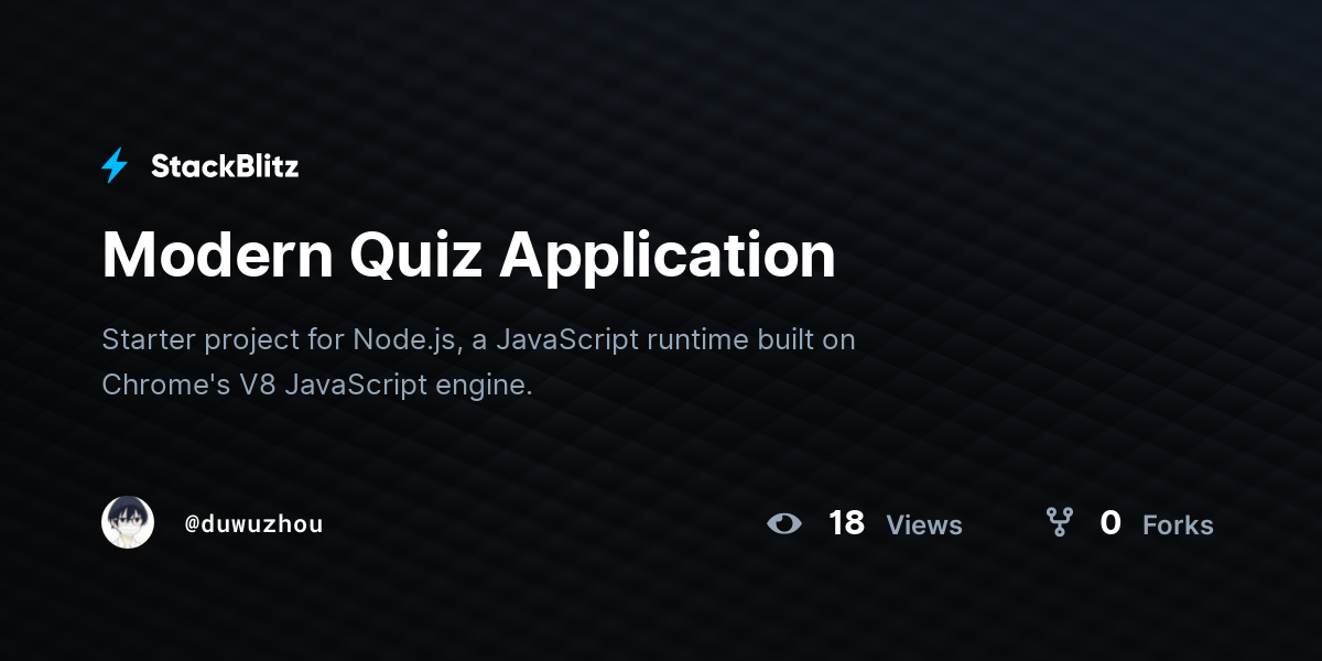 Modern Quiz Application - StackBlitz