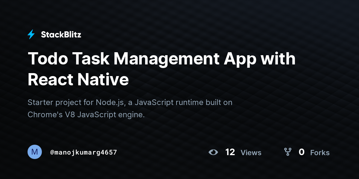 Todo Task Management App with React Native - StackBlitz