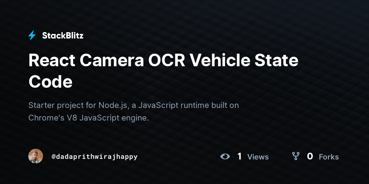 React Camera OCR Vehicle State Code - StackBlitz