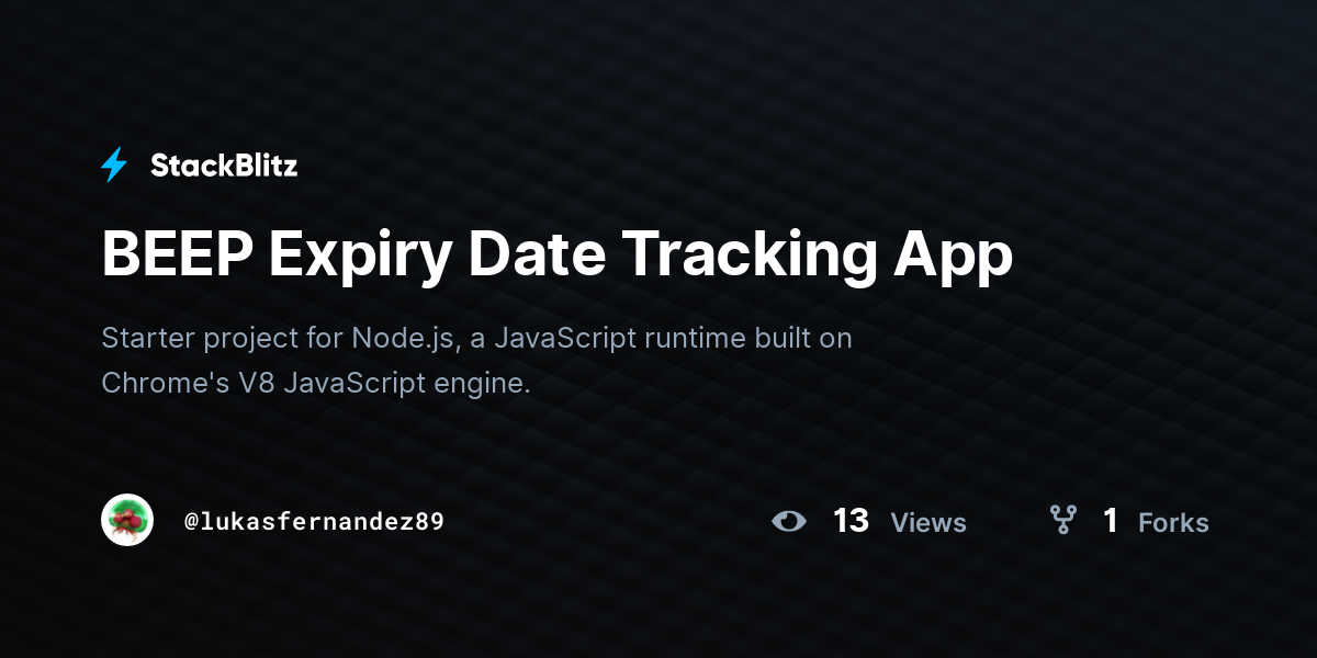 BEEP Expiry Date Tracking App - StackBlitz