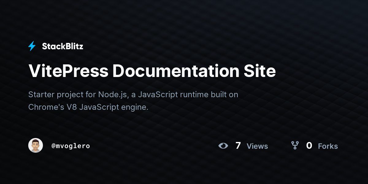 VitePress Documentation Site - StackBlitz