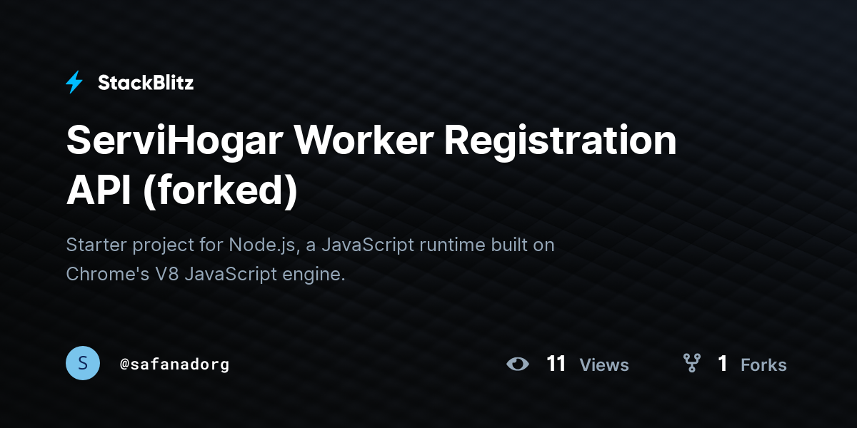 ServiHogar Worker Registration API (forked) - StackBlitz