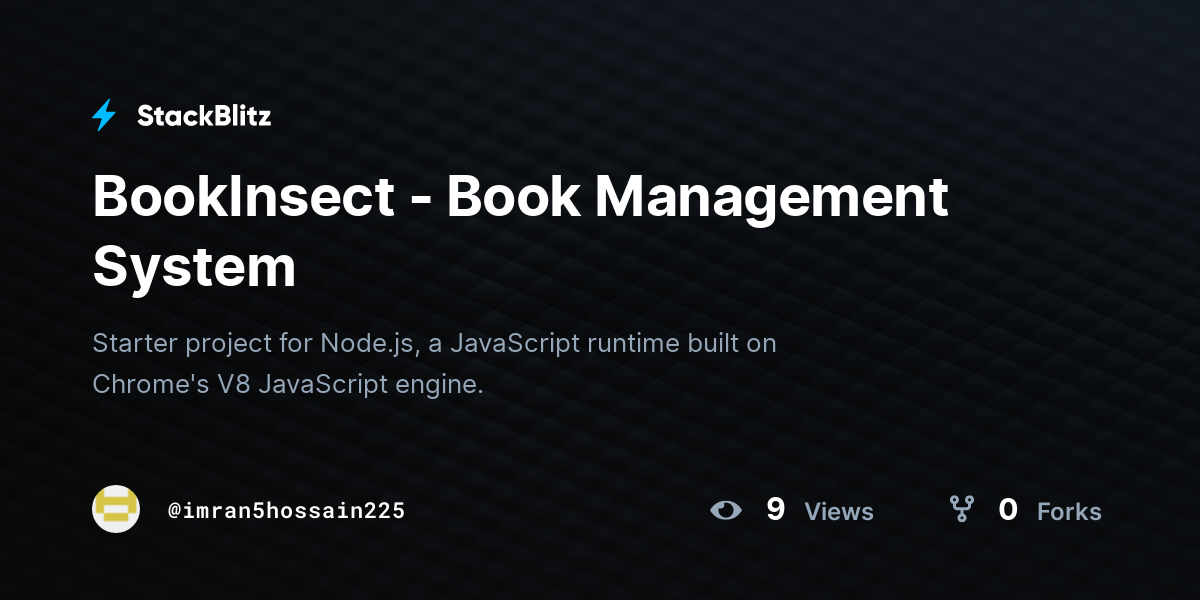BookInsect - Book Management System - StackBlitz