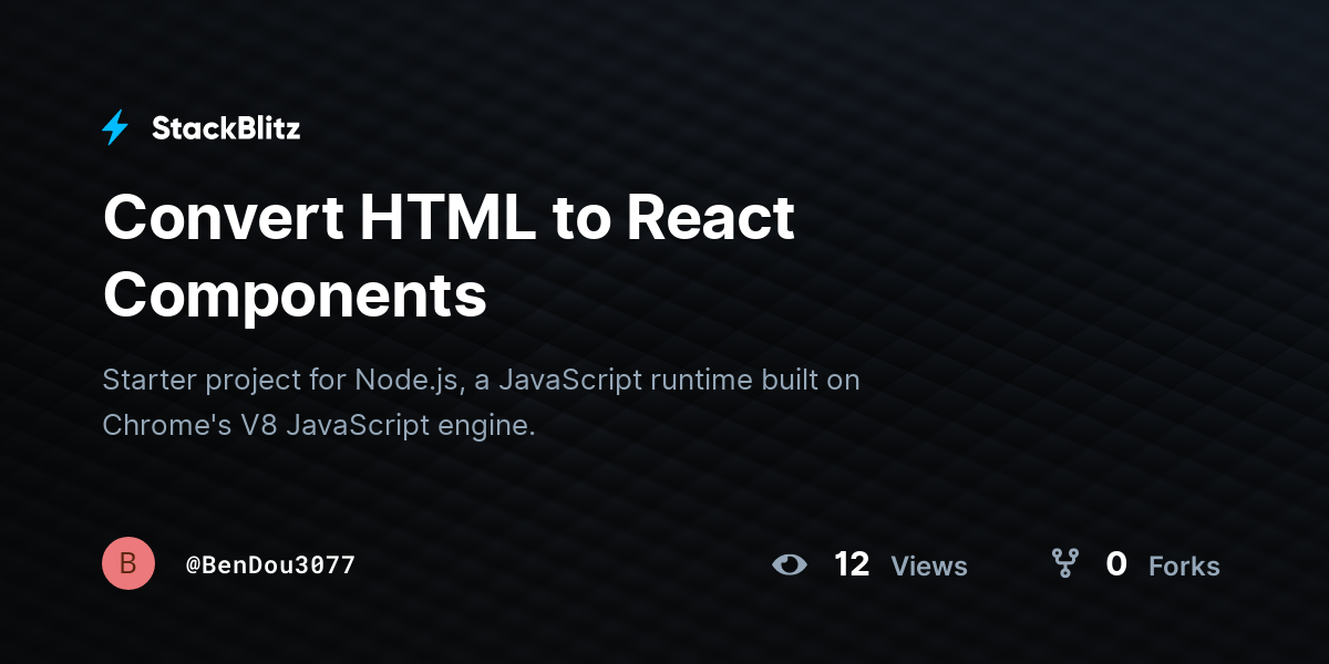 Convert html to react components stackblitz
