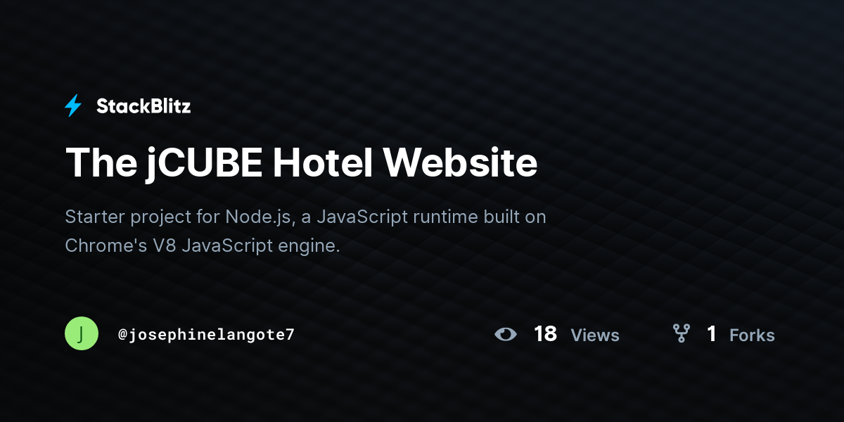 The jCUBE Hotel Website - StackBlitz