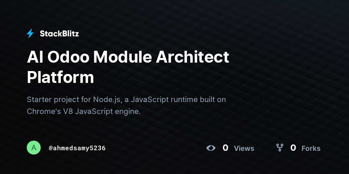AI Odoo Module Architect Platform - StackBlitz