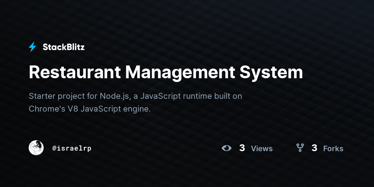 Restaurant Management System - StackBlitz