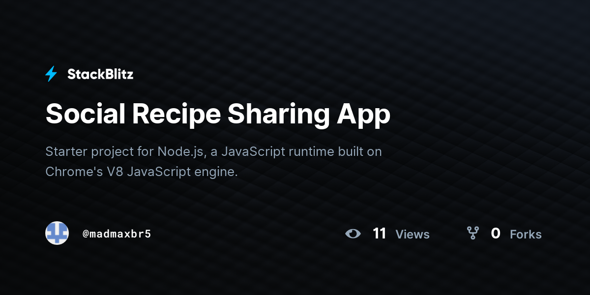 Social Recipe Sharing App - StackBlitz