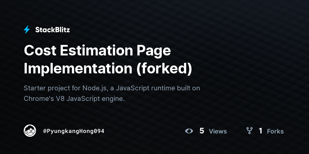 Cost Estimation Page Implementation (forked) - StackBlitz