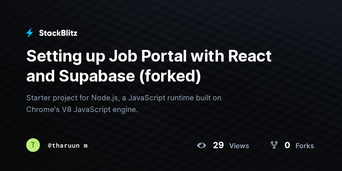 Setting up Job Portal with React and Supabase (forked) - StackBlitz