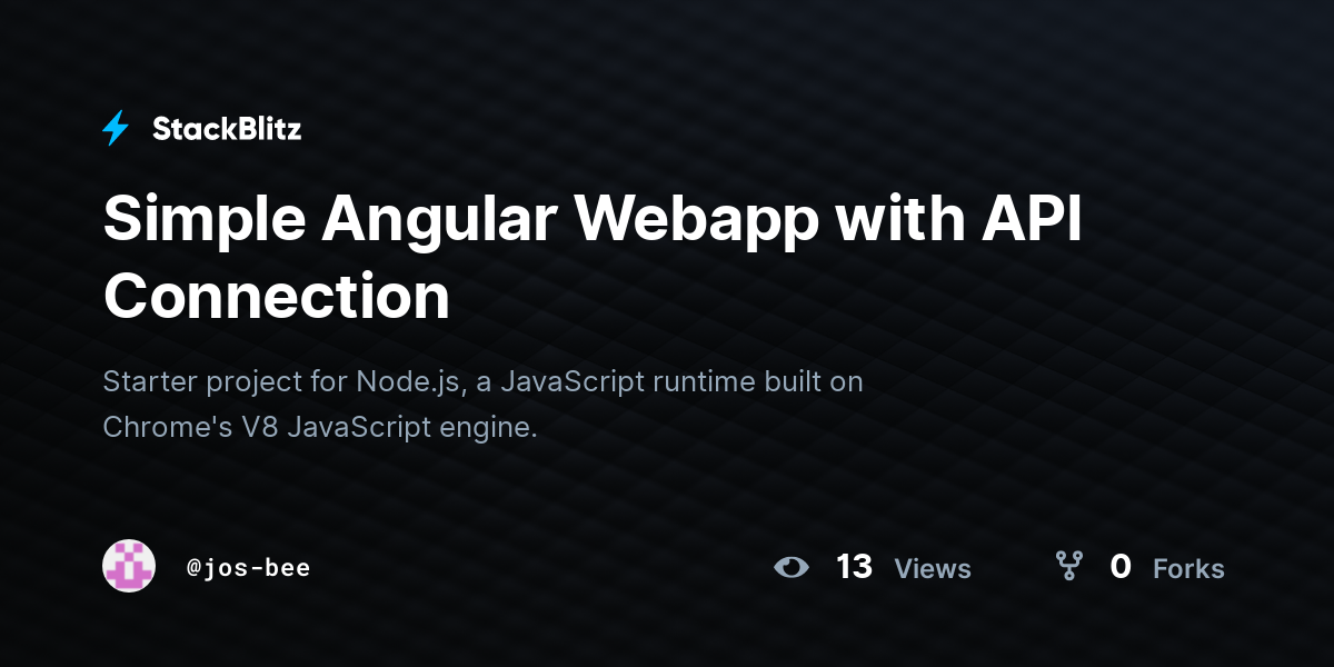 Simple Angular Webapp with API Connection - StackBlitz