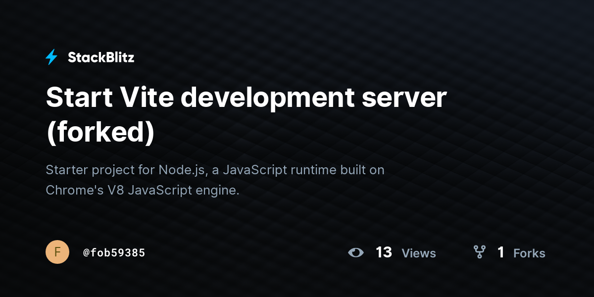 Start Vite development server (forked) - StackBlitz