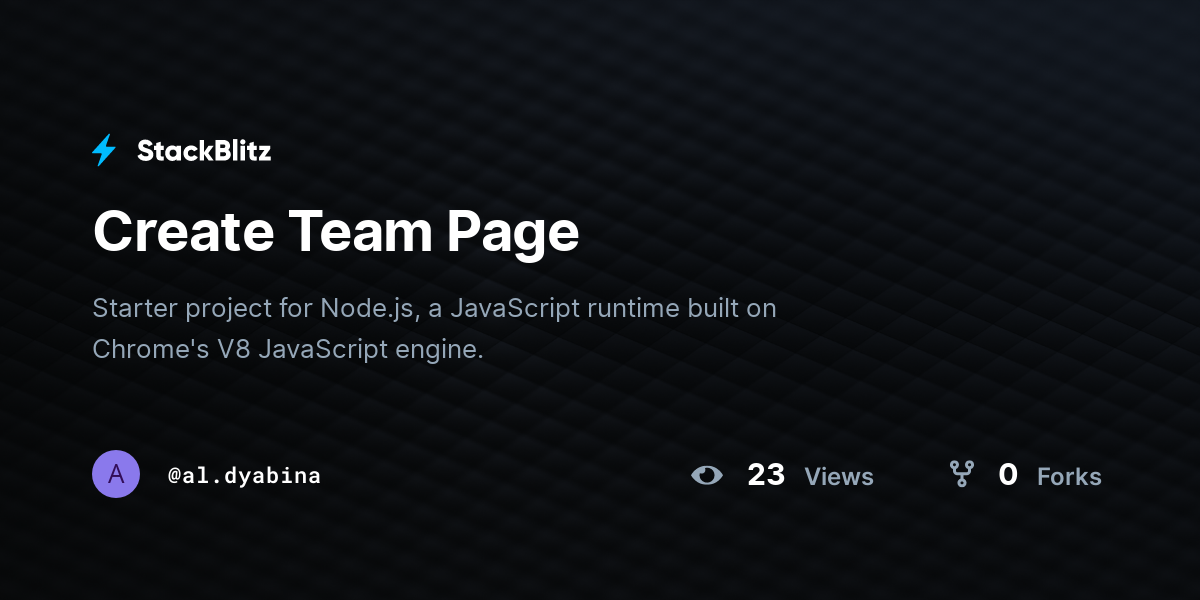 Create Team Page - StackBlitz
