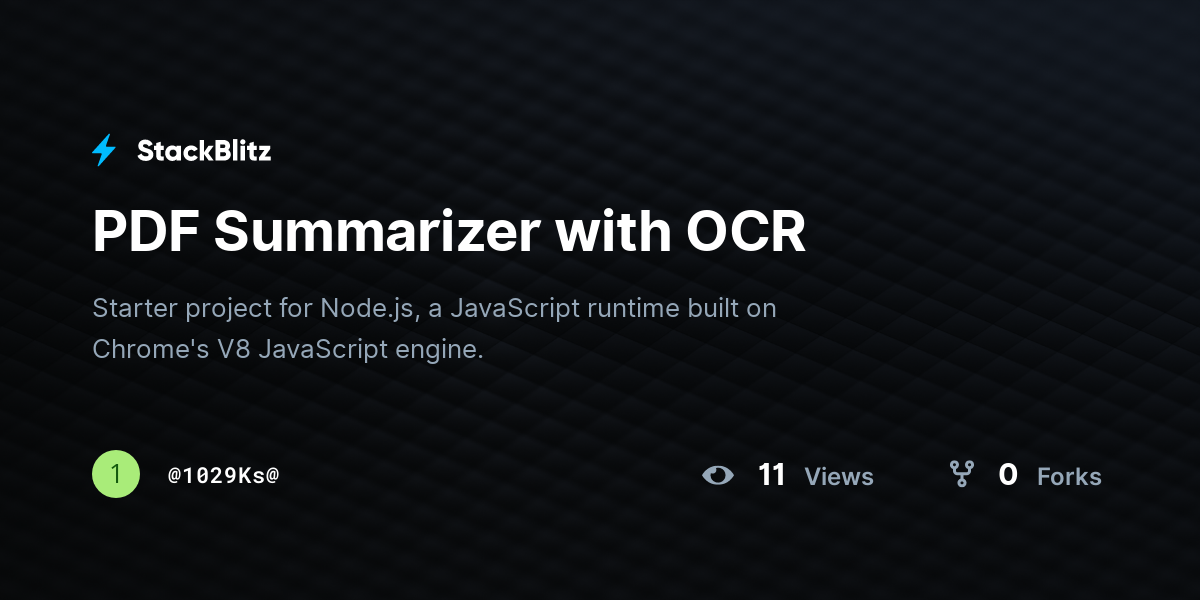 PDF Summarizer with OCR - StackBlitz