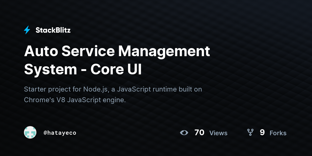 Auto Service Management System - Core UI - StackBlitz